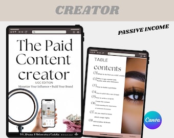 Libro electrónico para creadores de contenido pago: Guía de UGC, MRR + PLR para ingresos pasivos / Descarga digital editable / Incluye derechos de reventa maestra