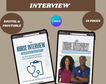The Nurse Interview Cheat Sheet  MRR + PLR | Editable Digital Download | Includes Master Resell Rights, Nursing Note | Nurse Cheat Sheet