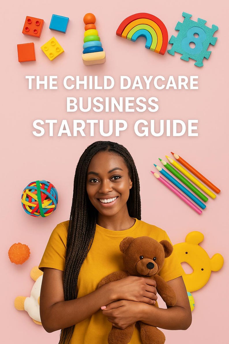 Child Daycare Business Startup Guide – PLR MRR 38 Pages | Step-By-Step Childcare Business Plan | Editable Canva eBook, Instant Download
