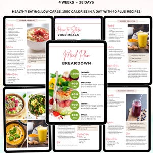 28 Tage - 4 Wochen Detox Speiseplan, PLR, MRR, Low Carb Speiseplan, Abnehmplan, Gesundes Abnehmen Speiseplan, Rezepte, Printable, DFY Bild 5