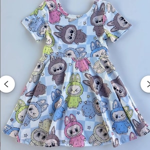 Labubu Pink Girls Dress Trendy