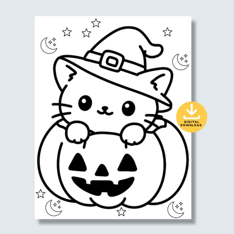 Halloween cat coloring sheets - Etsy.de