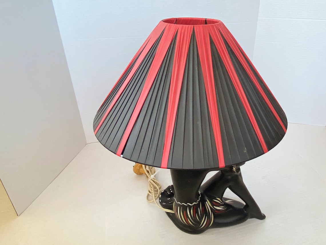 RARE 1950's Australian Barsony Lady Lamp With Ribbon Shade Etsy