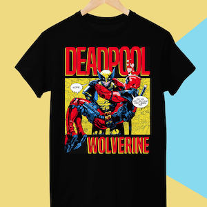 Wolverine and Deadpool t-shirt, x-men shirt for men and women, superheroes black unisex cotton tee