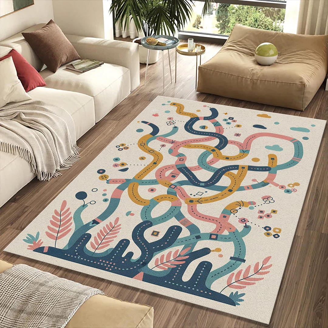 Kids Play Rug Fantasy Pastel Kids Play Rug | Interactive Maze Activity Mat | Scandi Nursery ...