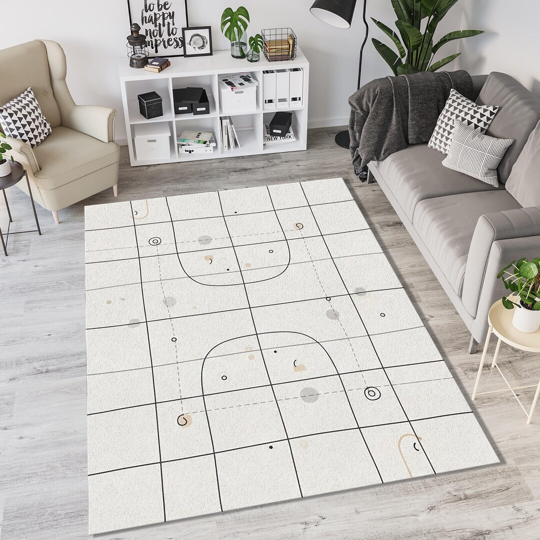 Minimalist Architecture Rug | Modern Grid Abstract Area Mat | Bauhaus ...