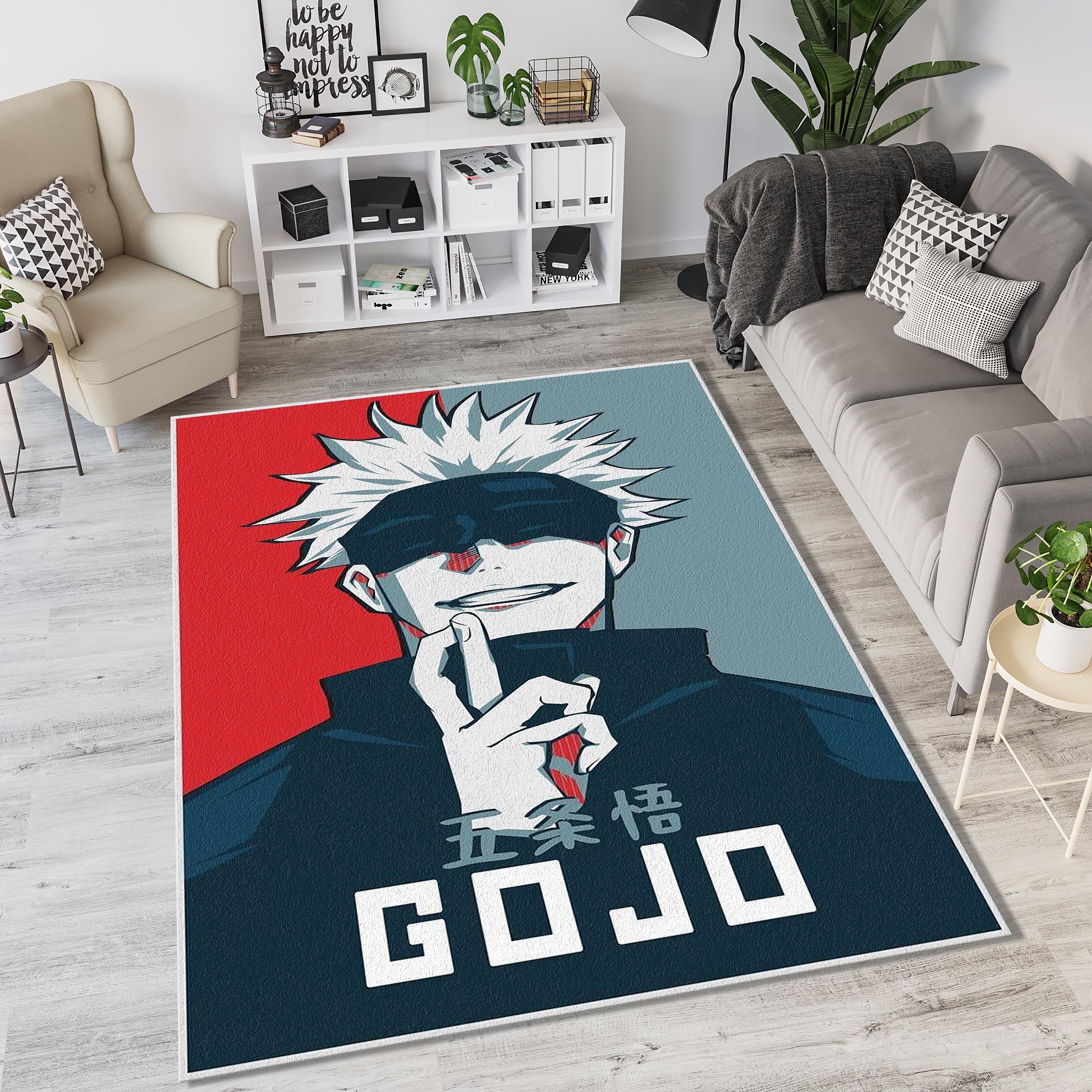 Gojo Custom Rug Gojo Pop Art Poster Rug | JJK Hope Style Red Blue Fan Mat | Manga Anime ...