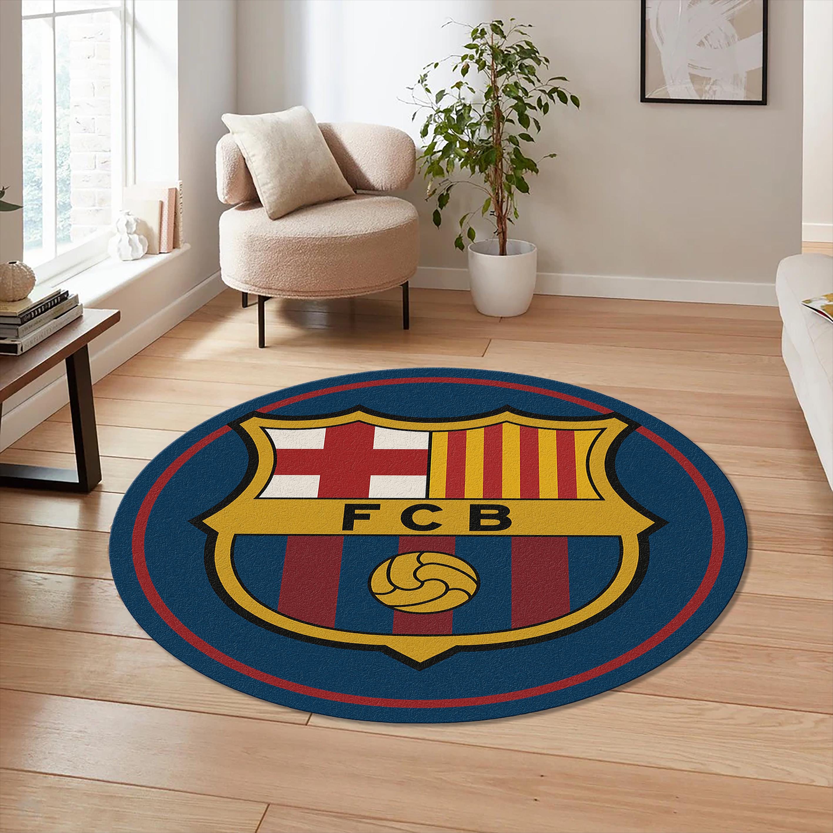 Barcelona Fc Round Rug, Barça Logo, Teen Room Decor, Round Play Mat ...