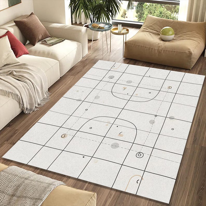Minimalist Architecture Rug | Modern Grid Abstract Area Mat | Bauhaus ...