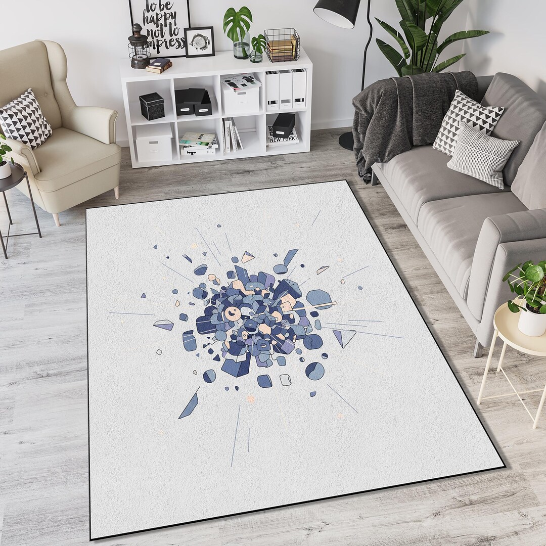 Modern Abstract Geometric Explosion Rug | Fragmented Big Bang Area Mat ...