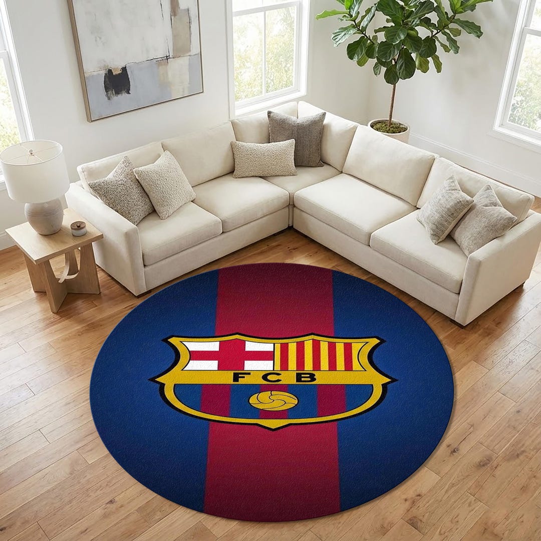 Barcelona Fc Round Rug, Barça Logo, Teen Room Decor, Round Play Mat ...