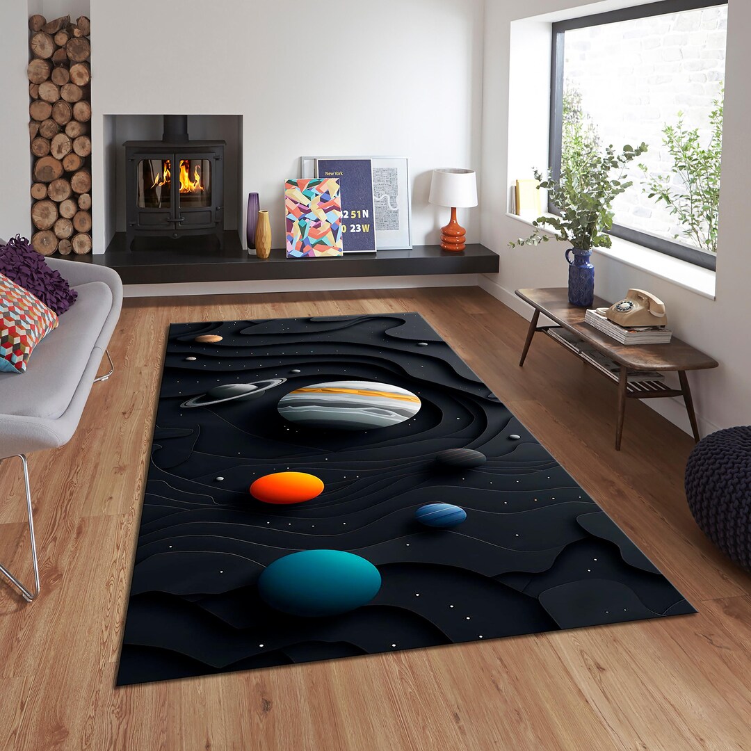 Solar Systen Rug Galaxy Rug: Colorful Solar System Kids Play Mat, Non-slip - Etsy