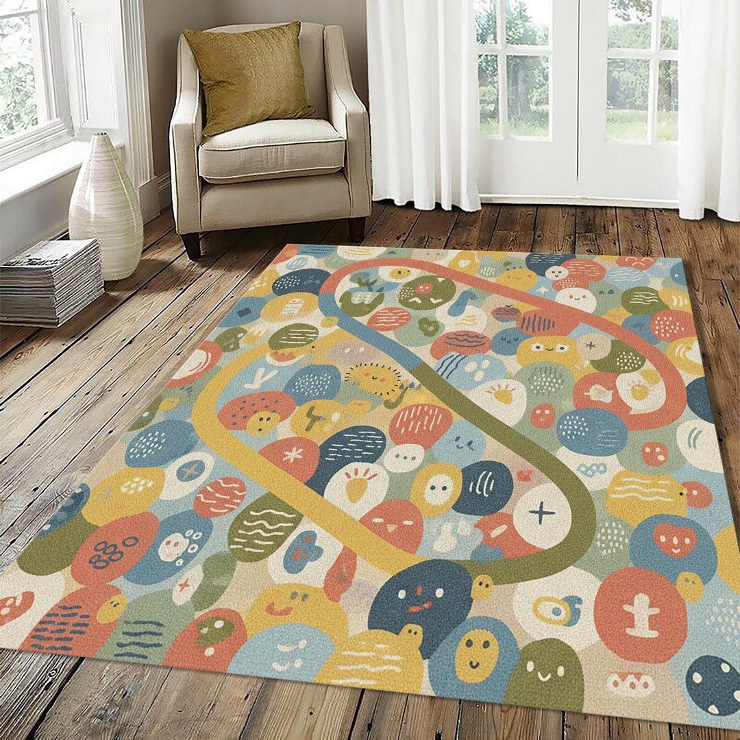 Busy Rugs Colorful Playful Doodle Universe Rug | Kids Playroom Busy Pattern Mat ...