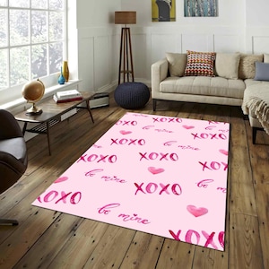 Tic Tac Toe Game Rug: Modern Pink XOXO Love Decor