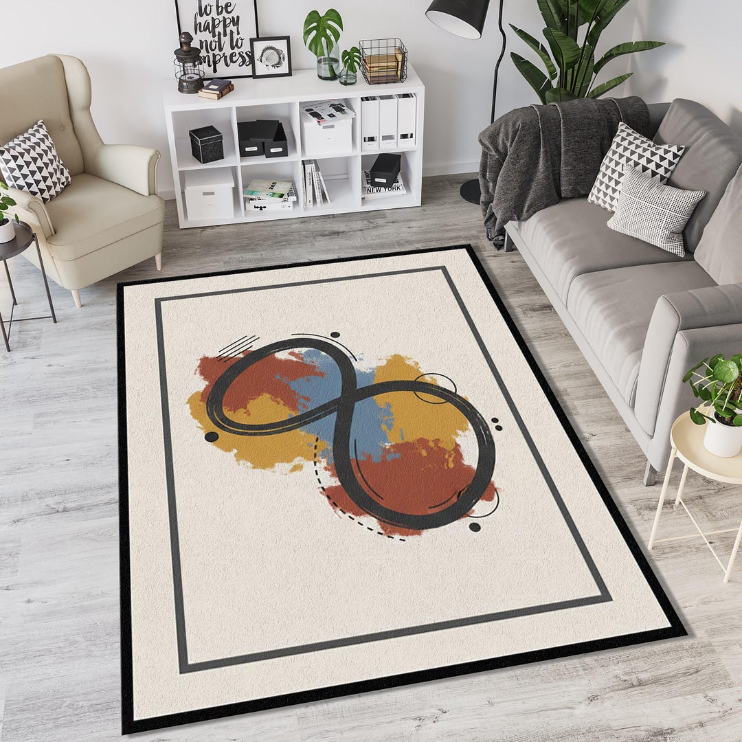 Intinity Rug Modern Infinity Symbol Rug | Abstract Minimalist Area Mat | Zen Art ...