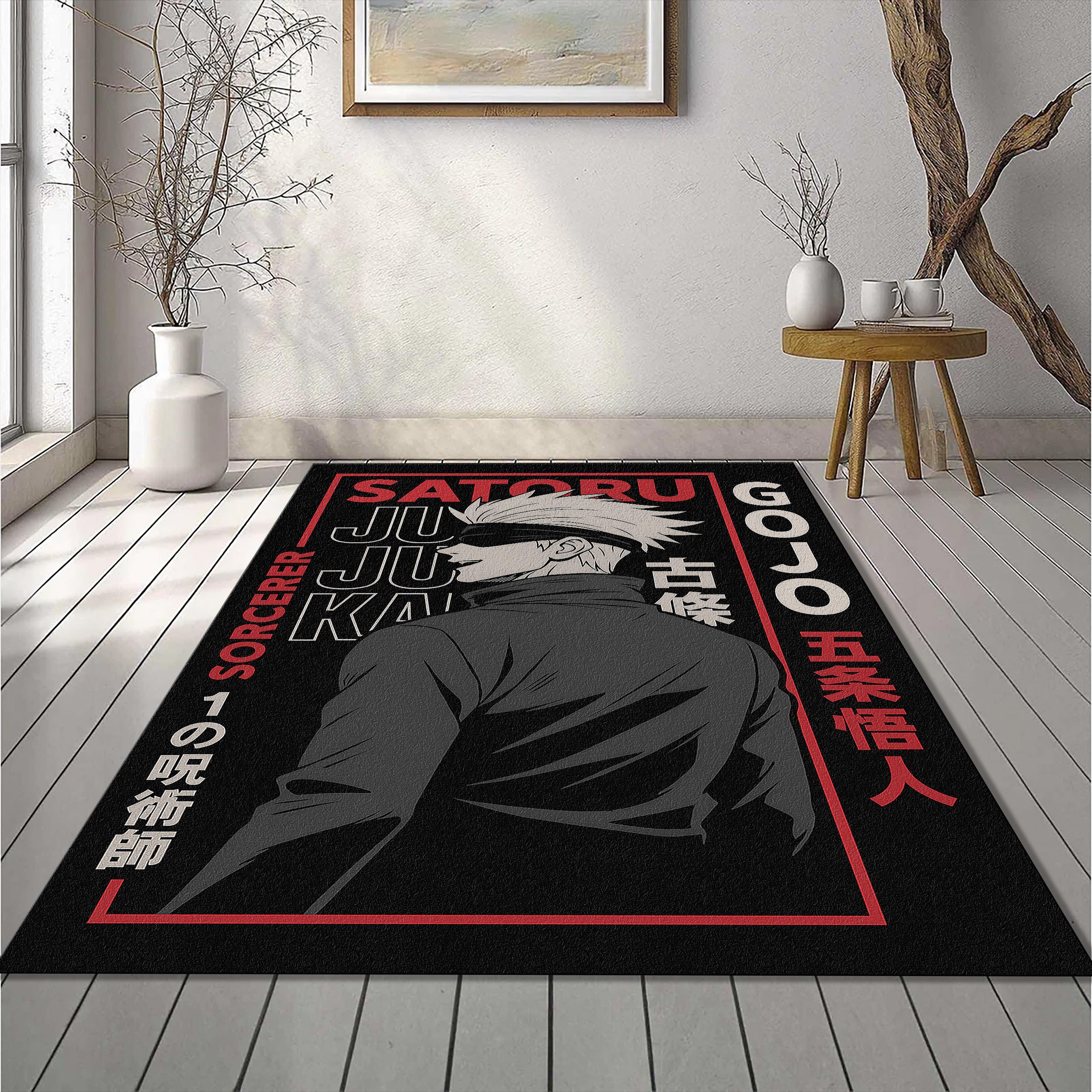 Gojo Custom Rug Gojo Pop Art Poster Rug | JJK Hope Style Red Blue Fan Mat | Manga Anime ...