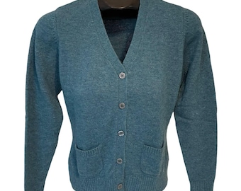 Womens Vintage LL Bean Cardigan Sweater  Small Teal Heather Button Grandmacore