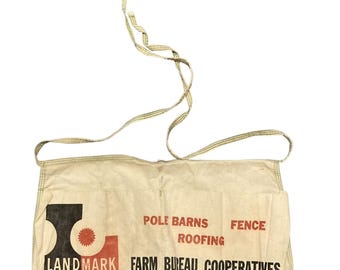 Vintage Hardware Store Nail Apron LANDMARK Farm Bureau Ad Canvas Carpenters
