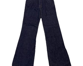 Vintage Levis Bell Bottoms Feather Tag Dark Blue Denim 1970s Hippie Boho Retro