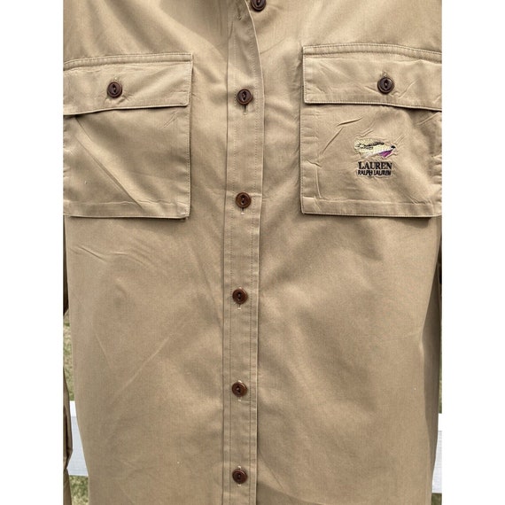 Patagonia Women M Button Up Tan Beige Vented Fishing Hiking Outdoor Long  Sleeve
