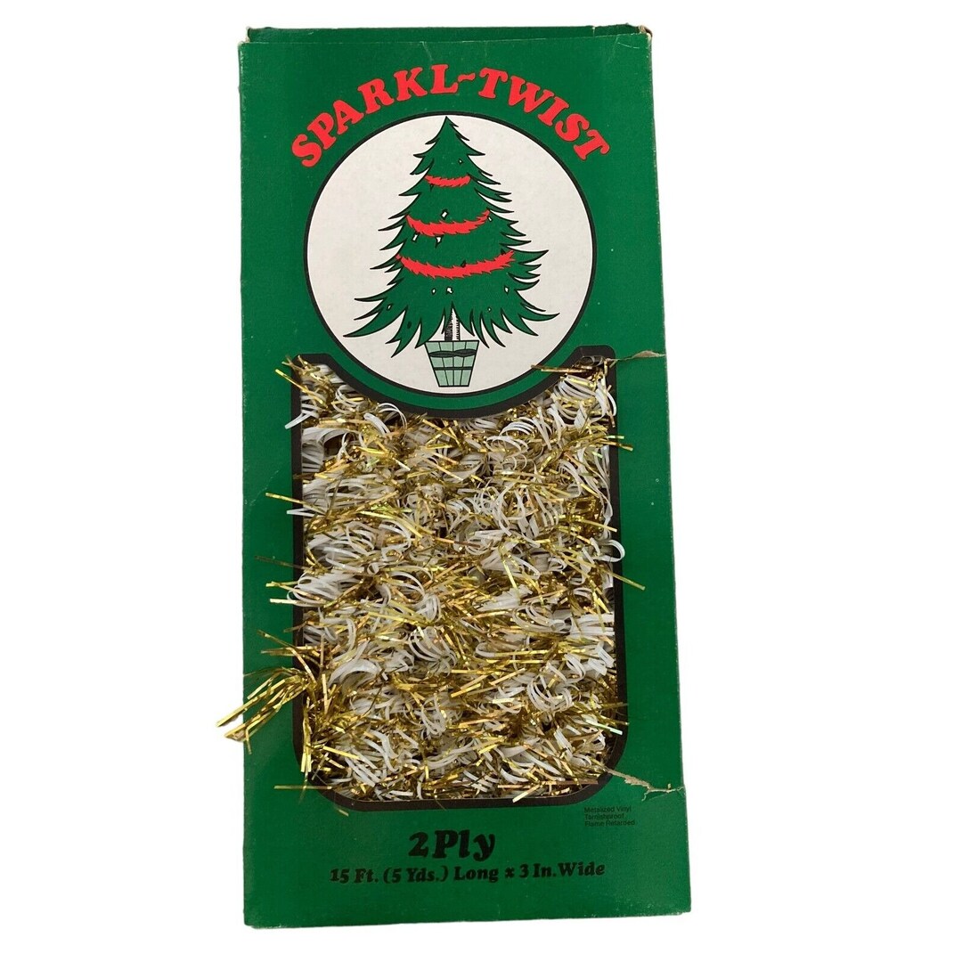 Vintage Christmas Tree Garland Sparkltwist Gold White 2 Ply Etsy