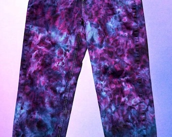 Ice Dye Lucky Brand-jeans maat 10 | Gewas met hoge taille 30" binnenbeenlengte | Galaxy tie-dye denim | Upcycled Festival Boho OOAK-broek