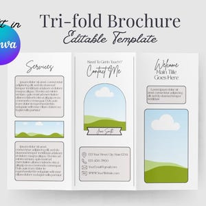 Tri-Fold Brochure Editable Template, Printable Brochure Template, Double-Sided Tri-Fold Brochure, Canva Brochure Template, Business Flyer