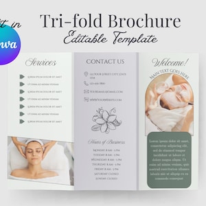 Trifold Brochure Editable Template, Business Brochure Pamphlet Template, Leaflet Canva Template, Service Brochure Tri-Fold For Business