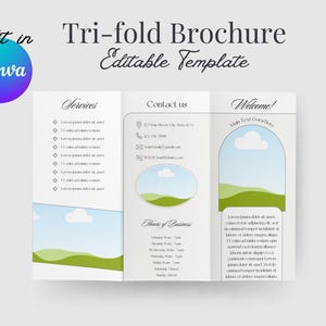 Beige Trifold Brochure Canva Template: Printable Business Flyer (US Letter Size)(Digital Download)