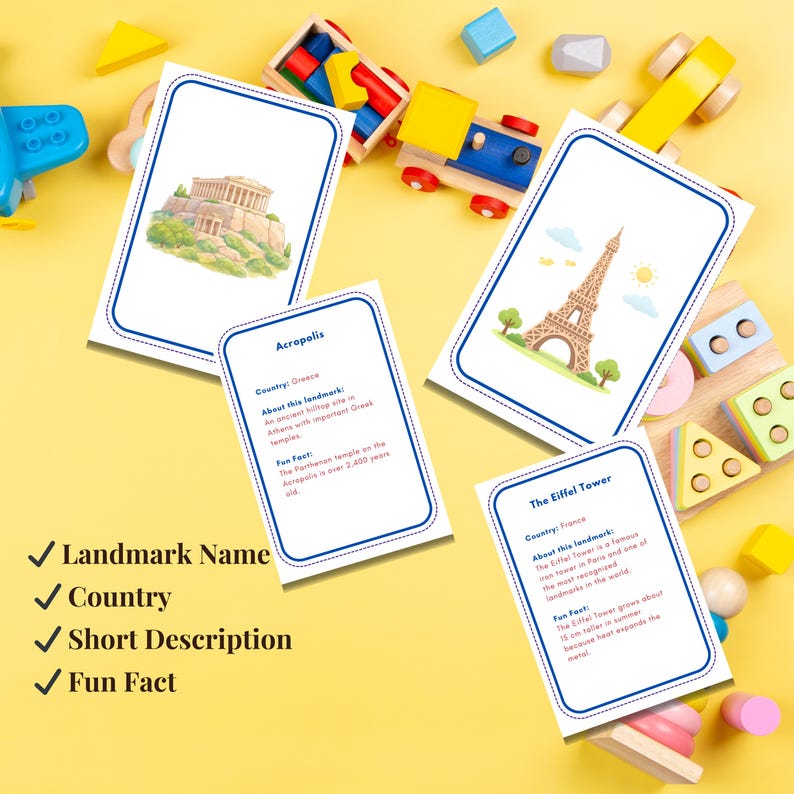 World Landmarks Flashcards Printable | Geography Cards for Kids ...