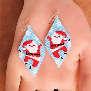 Handmade Santa Seed Bead Earrings: Fun Holiday Jewelry