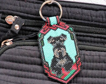 Scottish Terrier Keyring OR Purse Charm - Beaded Purse Charm - Aberdeen Terrier Keyring - Dog Purse Charm - Handmade Terrier Charm