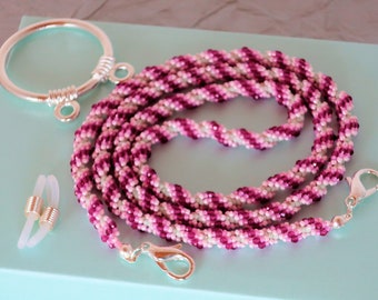 27 Inch Women's Eyeglass Holder - Pink Sunglass Cord - Ruby Zoisite Glasses Accessory - Beaded Eyeglass Necklace - Eyeglass Strand