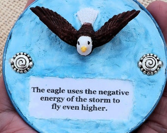 Earth Day Gift - Inspirational Upcycled Magnet- Recycled One of a Kind Magnet - Bald Eagle Magnet