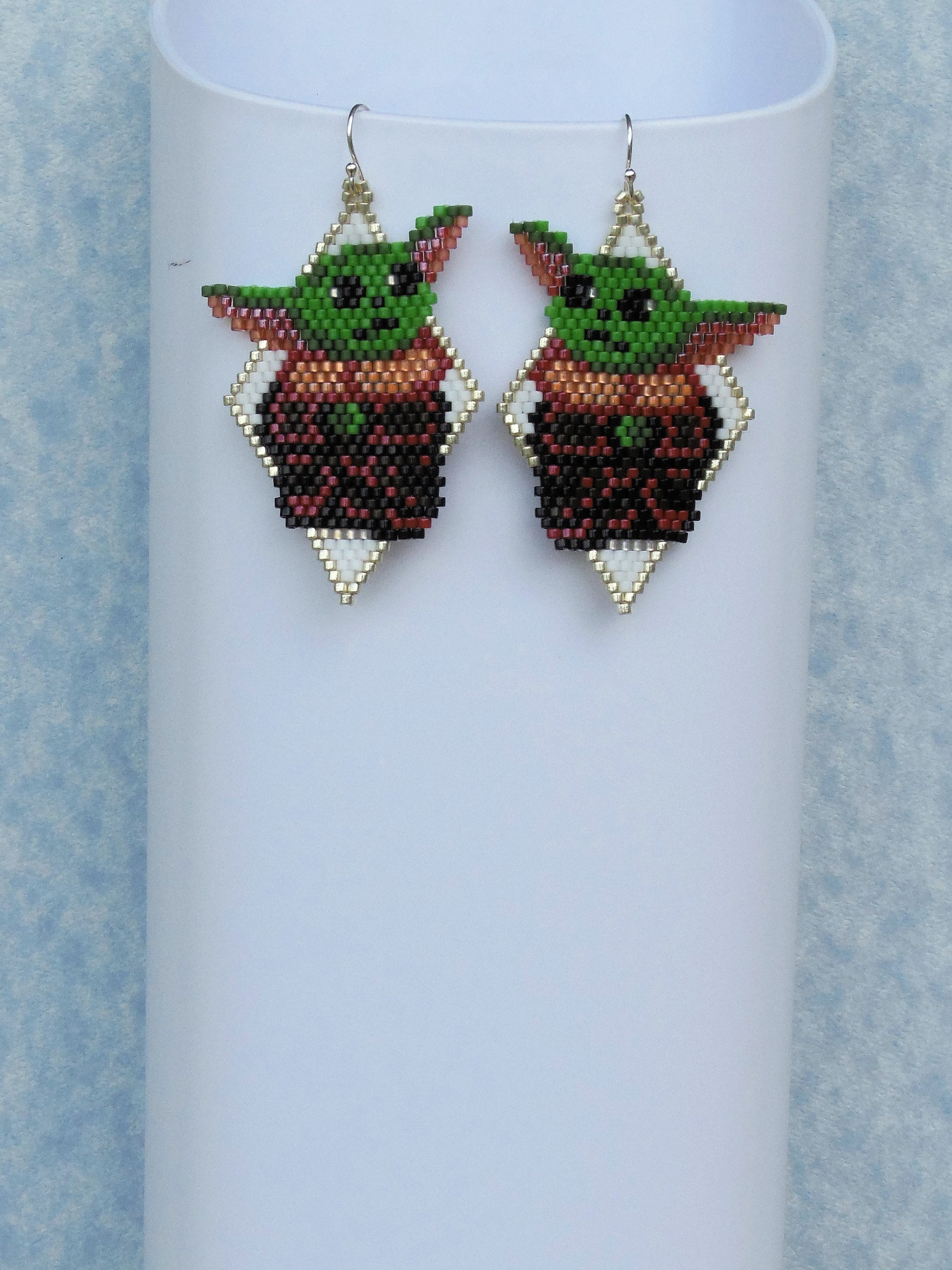 Baby Yoda Earrings 2.5 Beaded Baby Yoda Earrings The Etsy
