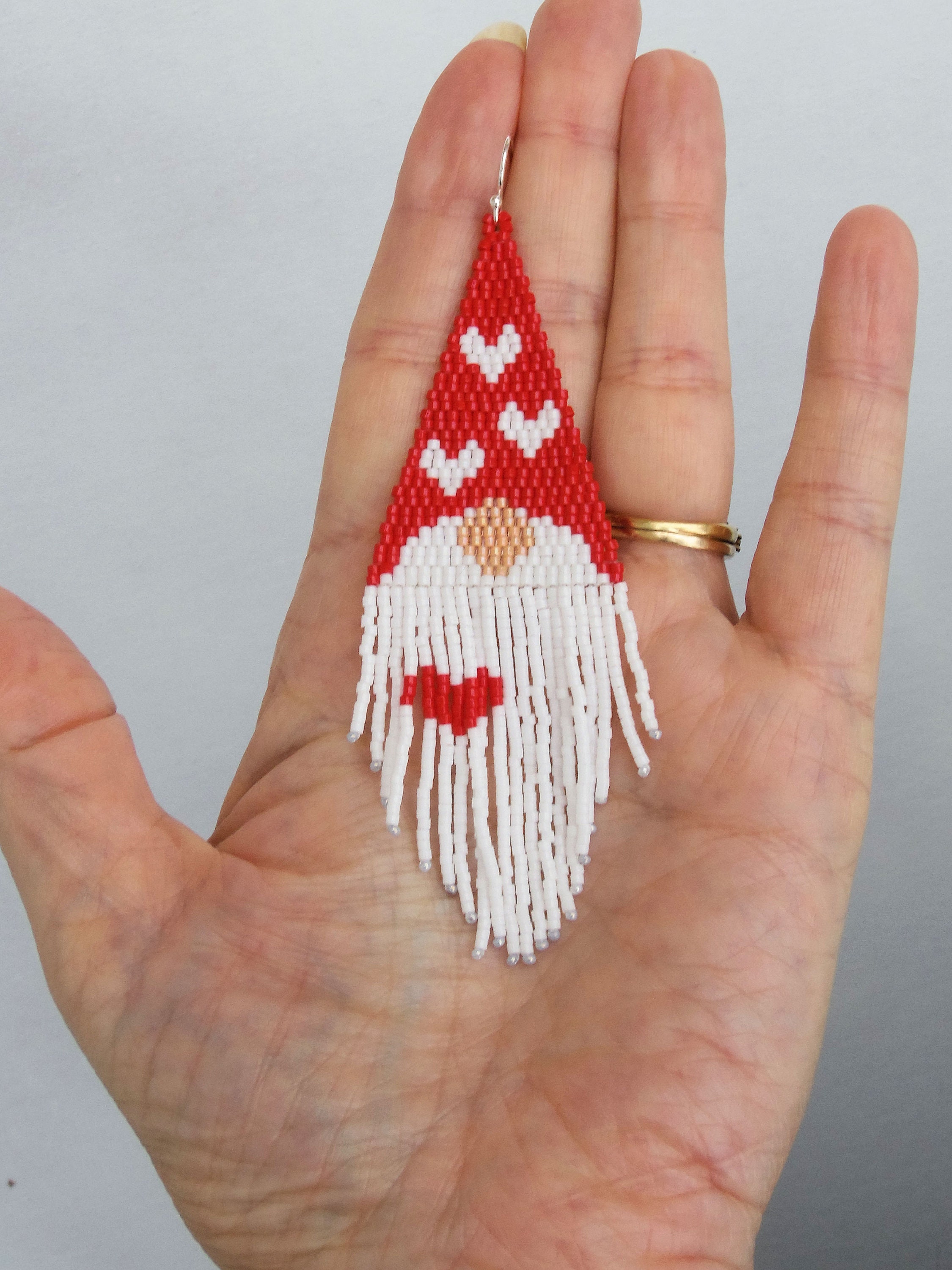 Sweetheart Gnome Earrings Long Beaded Earring Gnome with Etsy