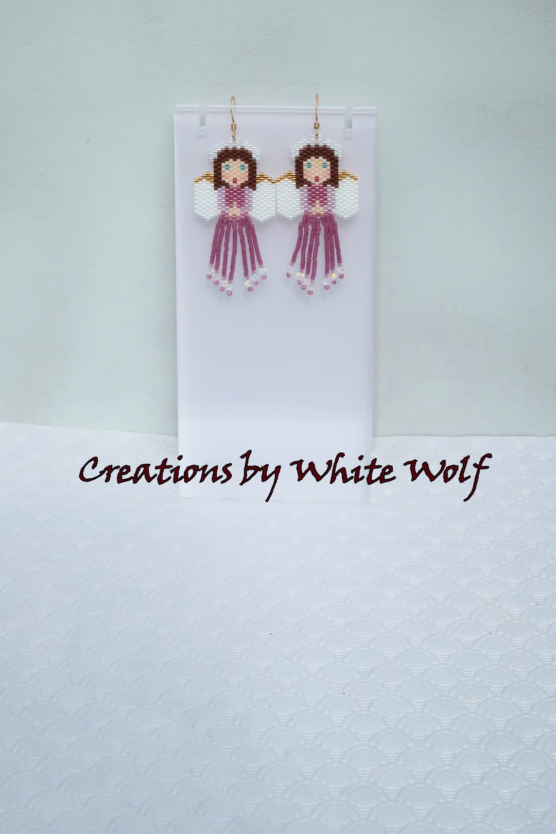 Beaded Angel Earrings Holiday Earrings Seed Bead Earrings Etsy