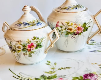 Vintage Henri Boudet Limoges Tray and Teapot, Floral Gilt Porcelain (Sold Separately)