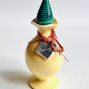 Vintage Dyson Studio vinägerkanna med grön propp – signerad australisk keramik ca 1981