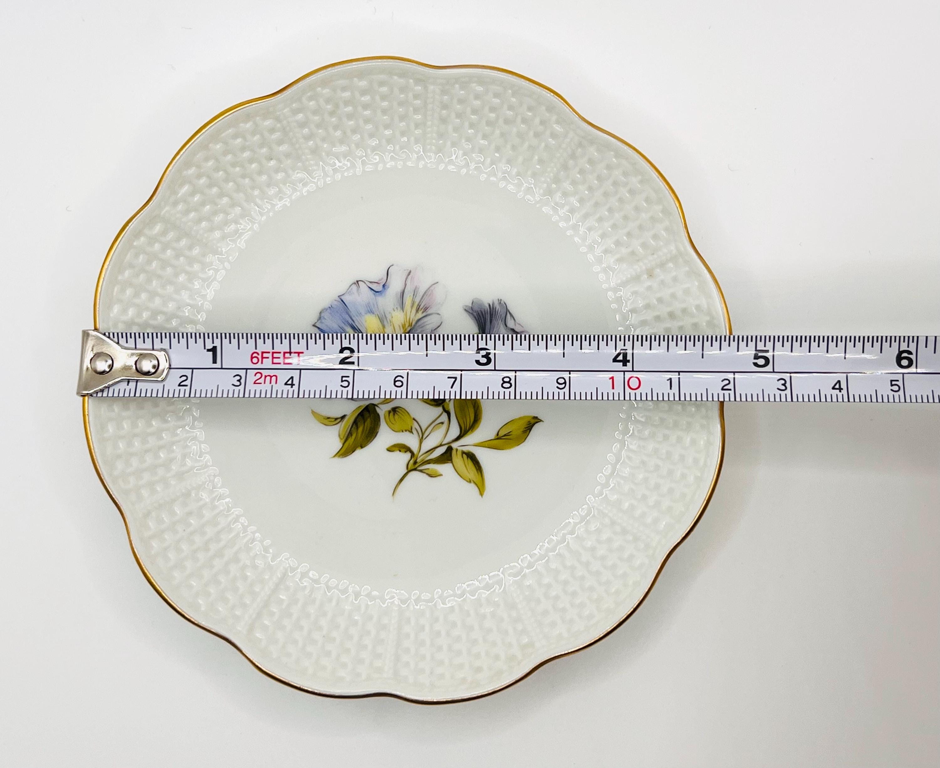 王侯貴族が愛した白い黄金　手描きの花と編み目模様　ルートヴィヒスブルクの小皿 ヴィンテージ ルートヴィヒスブルク磁器 花皿 – 手描き 朝顔 – ドイツ