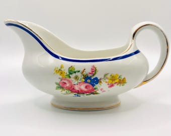 Salsera de silicona Booth's de la década de 1930, estilo vintage, con diseño floral y dorado, Inglaterra.