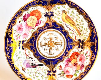 c.1820-1835 English Porcelain Cabinet Plate with Birds & Flowers – Attributed Coalport