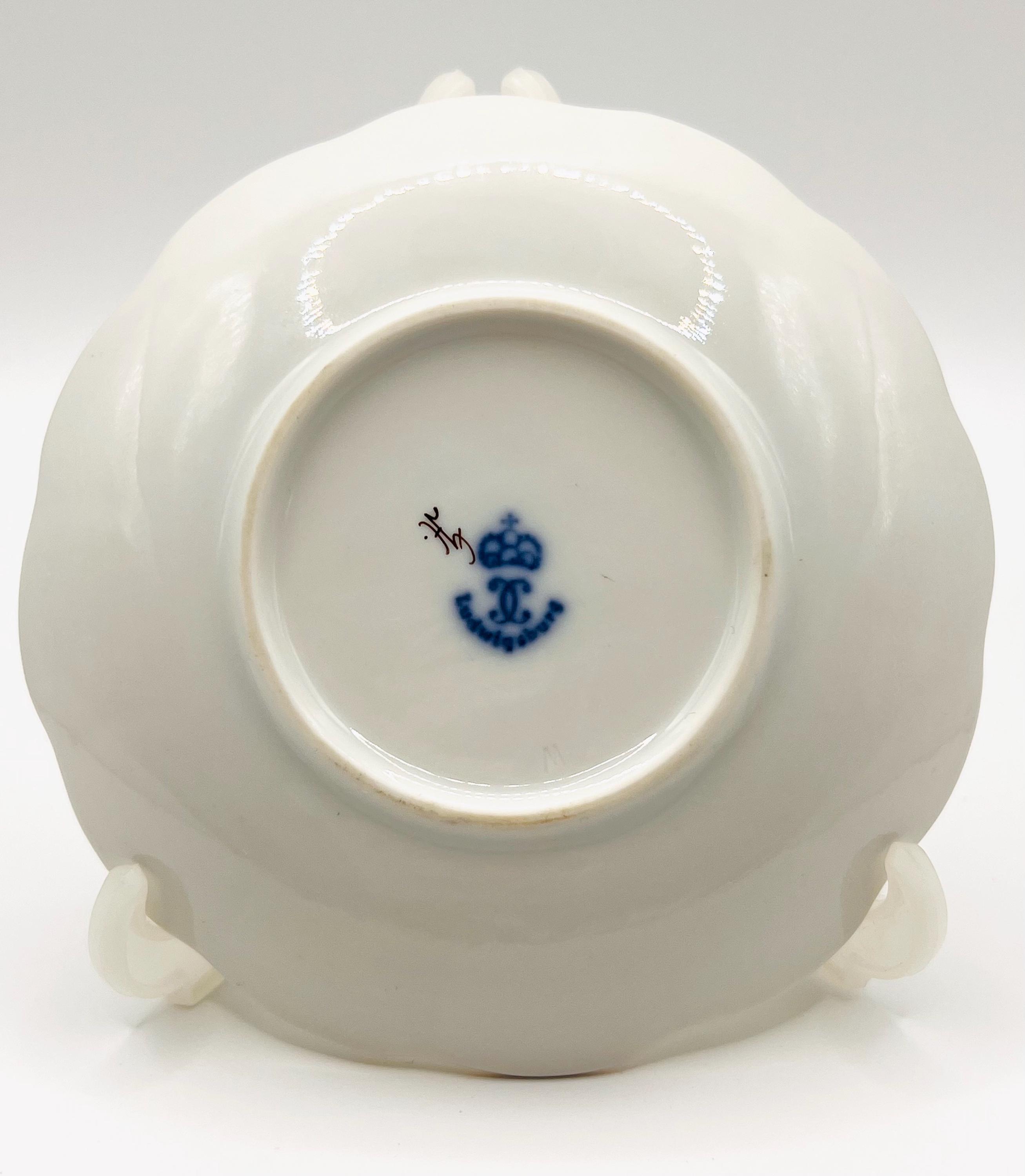 ヴィンテージ ルートヴィヒスブルク磁器 花皿 – 手描き 朝顔 – ドイツ