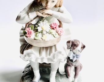 Beautiful Lladro GIRL With FLOWERS / 1088 Girl Sitting in Chair W