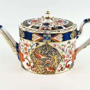 Antike 1884 Royal Crown Derby Imari Teekanne Muster 198 Vögel Chrysanthemen