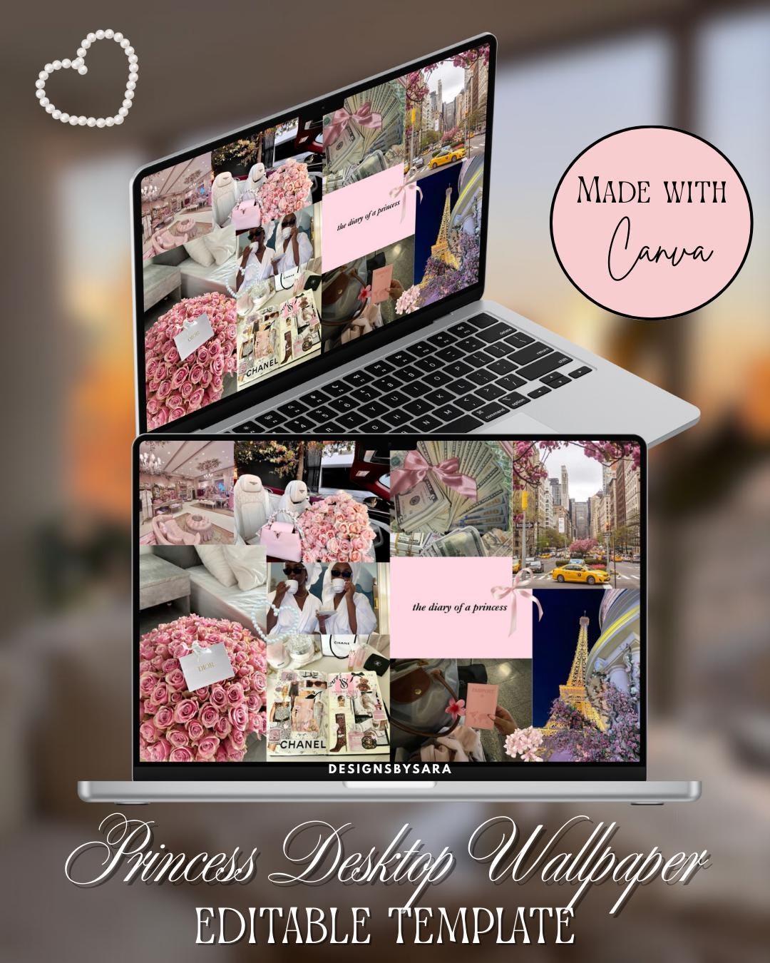 Aesthetic MacBook Princess Desktop Wallpaper L EDITABLE TEMPLATE L CANVA -  Etsy, image size:1080x1350