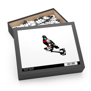 Pigeon on Camera Street Art Puzzle (120, 252, 500 Pieces) | Urban Jigsaw for Adults, Unique Decor Gift
