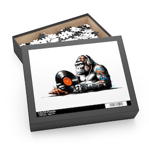 Gorilla DJ Street Art Puzzle (120, 252, 500 Pieces) | Music Lover Jigsaw for Adults, Unique Urban Gift
