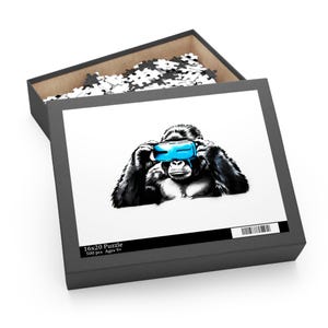 Gorilla VR Street Art Puzzle (120, 252, 500 Pieces) | Futuristic Jigsaw for Adults, Unique Decor Gift