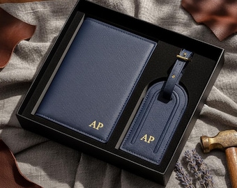 Personalized Passport Holder & Luggage Tag Set | Custom Passport Wallet | Wedding Gift | Travel Gifts